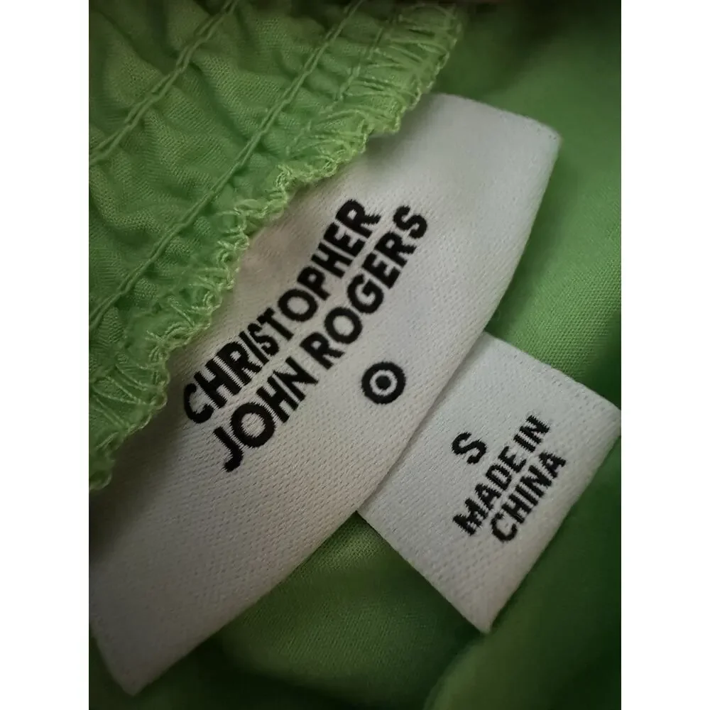 Christopher John Rogers Dress Womens Small Green Strap Tie Midi Babydoll A-Line - Picture 12 of 16